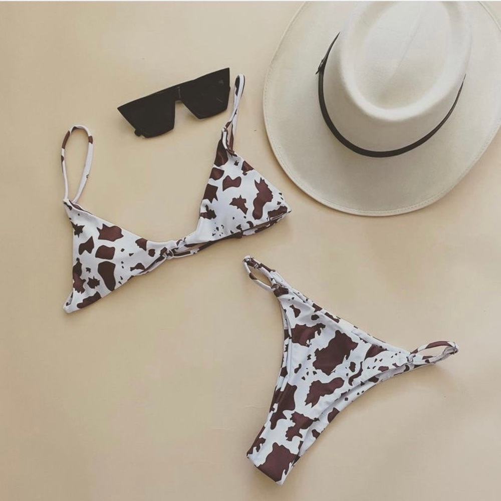 ❌SOLD ON CURTSY❌Shein cow print brown and white bikini set